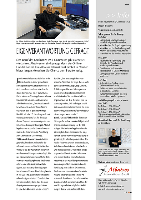 Orange-Zeitschrift Interview Jannik Marschall